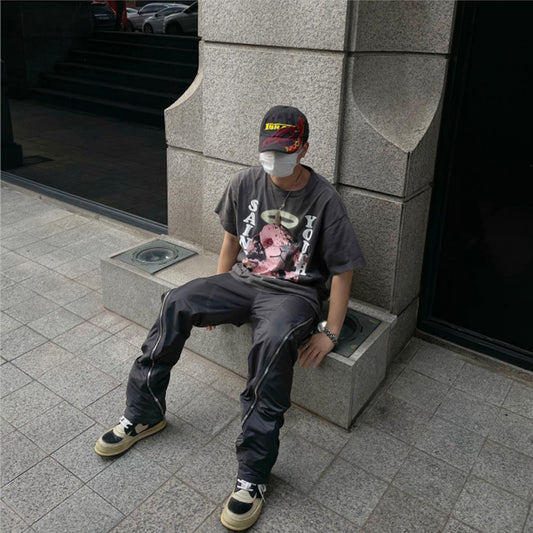 Men's 3D Nylon Overalls High Street – Techwear style, box pockets, stylish zippers.