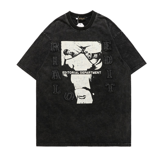 Abstract Distressed Print Short Sleeve T-shirt Men Street