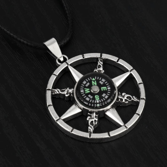 Hip Hop Compass Pendant Necklace – Unisex Titanium Streetwear