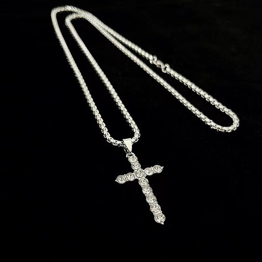 Diamond cross chain for men.