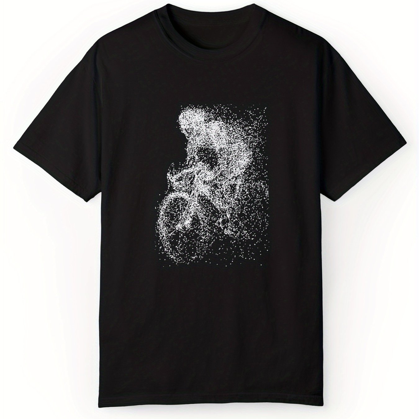 Bicycle Printed Comfortable Cotton T-shirt, Summer Men's Casual Street Style Elastic Round Neck T-shirt