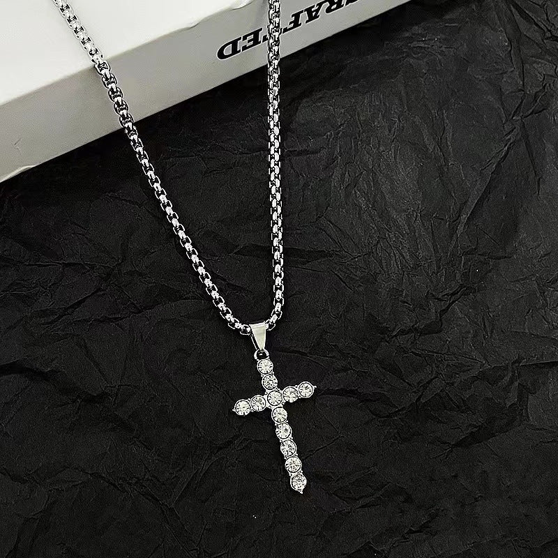 Diamond cross chain for men.