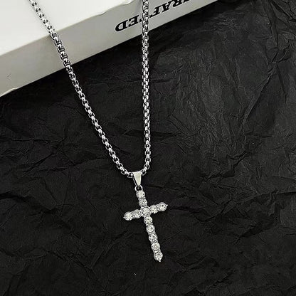 Diamond cross chain for men.