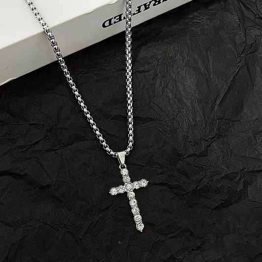 Diamond cross chain for men.