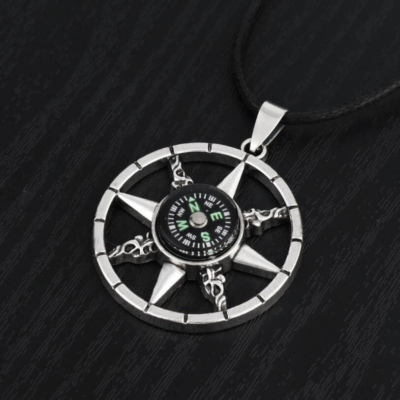 Hip Hop Compass Pendant Necklace – Unisex Titanium Streetwear