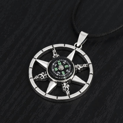 Hip Hop Compass Pendant Necklace – Unisex Titanium Streetwear