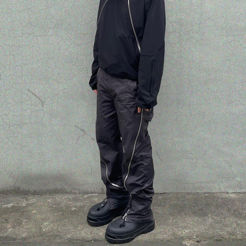 Men's 3D Nylon Overalls High Street – Techwear style, box pockets, stylish zippers.