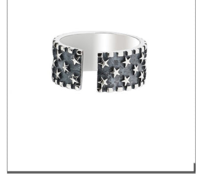 Pure silver ring in the shape of a five-pointed star for men and women.