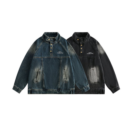 Classic Japanese-style turtleneck cowboy jacket.