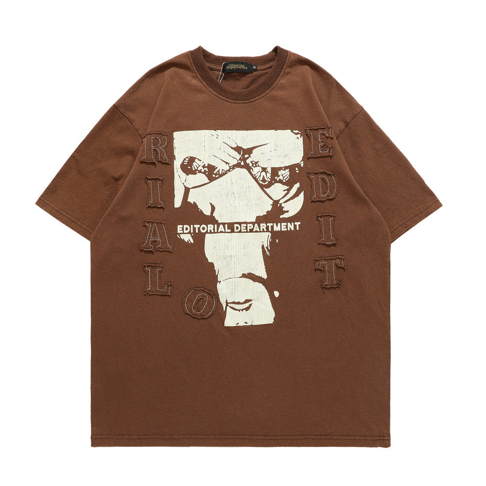 Abstract Distressed Print Short Sleeve T-shirt Men Street