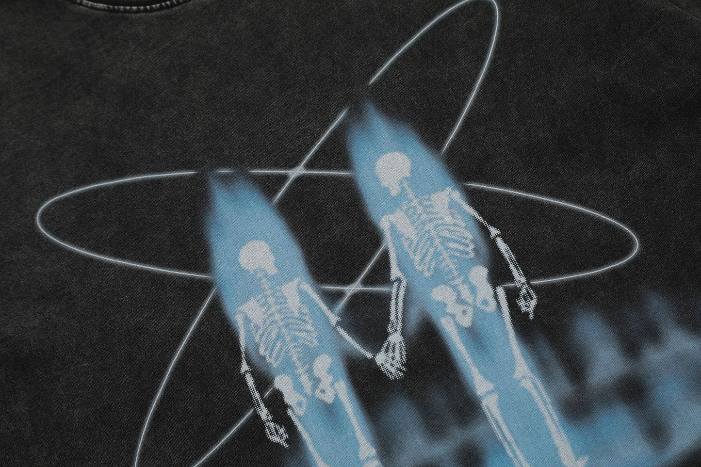 American Street Vintage Flame Skull T-shirt Men