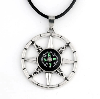 Hip Hop Compass Pendant Necklace – Unisex Titanium Streetwear