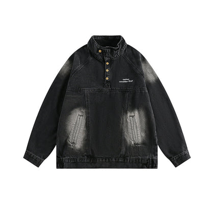 Classic Japanese-style turtleneck cowboy jacket.