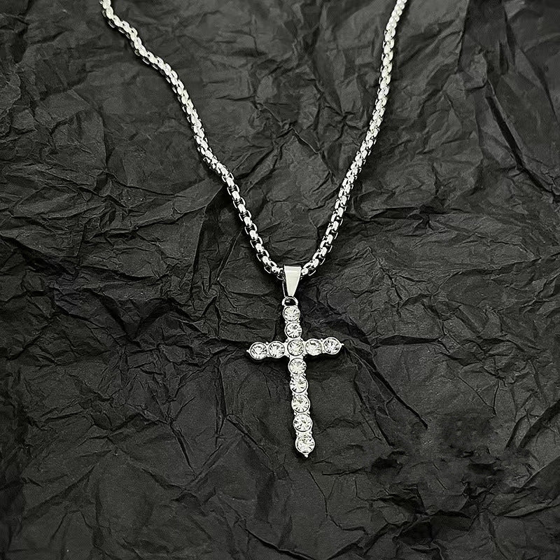 Diamond cross chain for men.