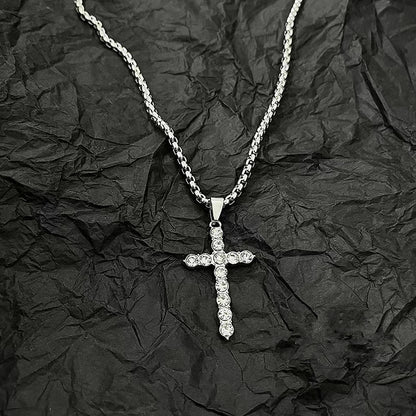 Diamond cross chain for men.