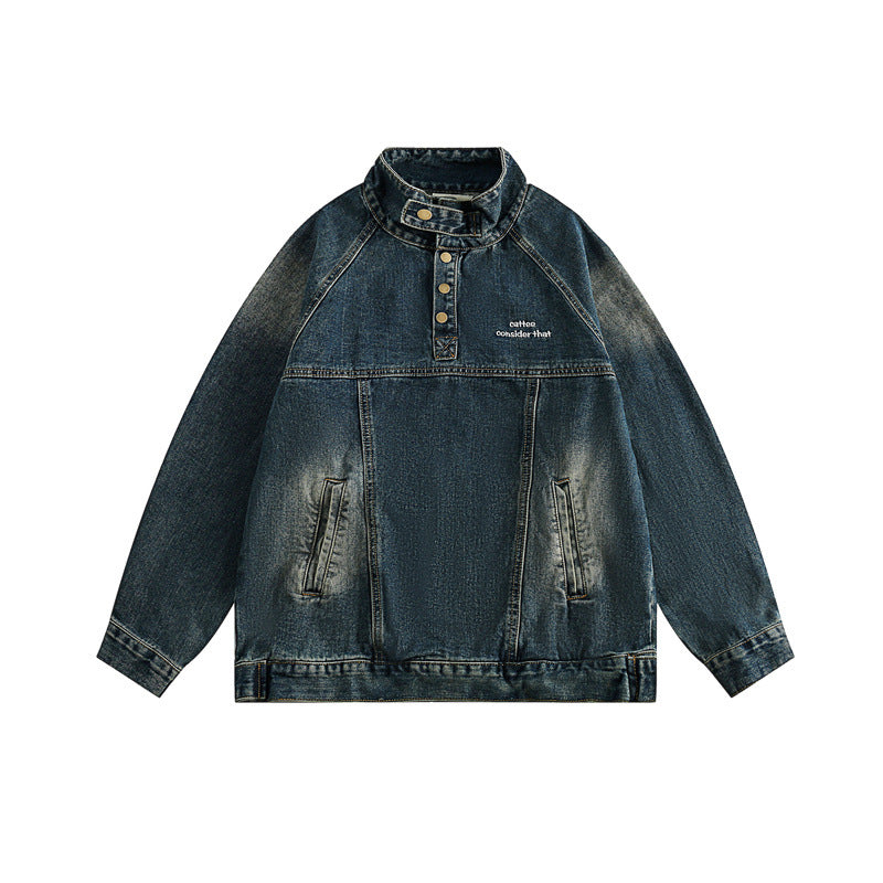 Classic Japanese-style turtleneck cowboy jacket.
