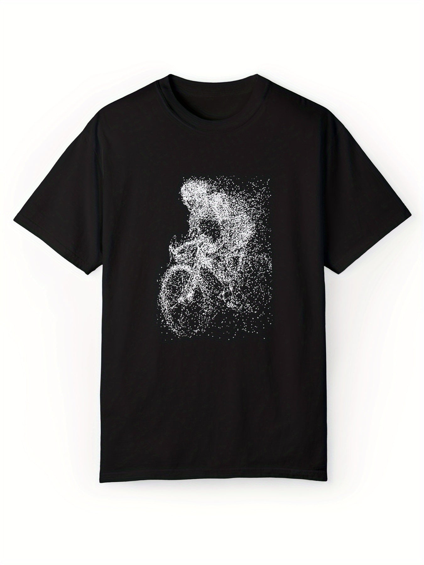 Bicycle Printed Comfortable Cotton T-shirt, Summer Men's Casual Street Style Elastic Round Neck T-shirt