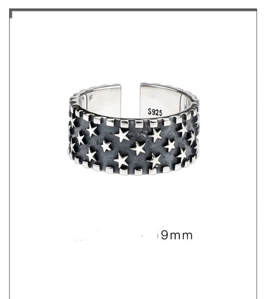 Pure silver ring in the shape of a five-pointed star for men and women.