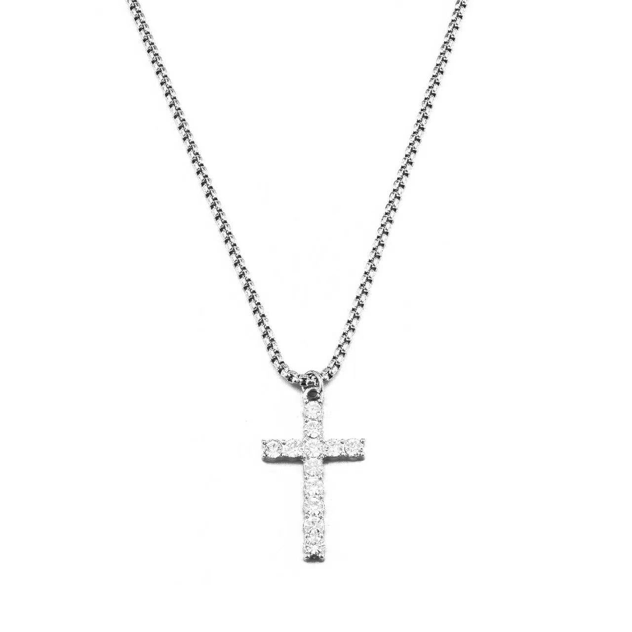 Diamond cross chain for men.