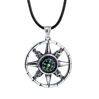 Hip Hop Compass Pendant Necklace – Unisex Titanium Streetwear